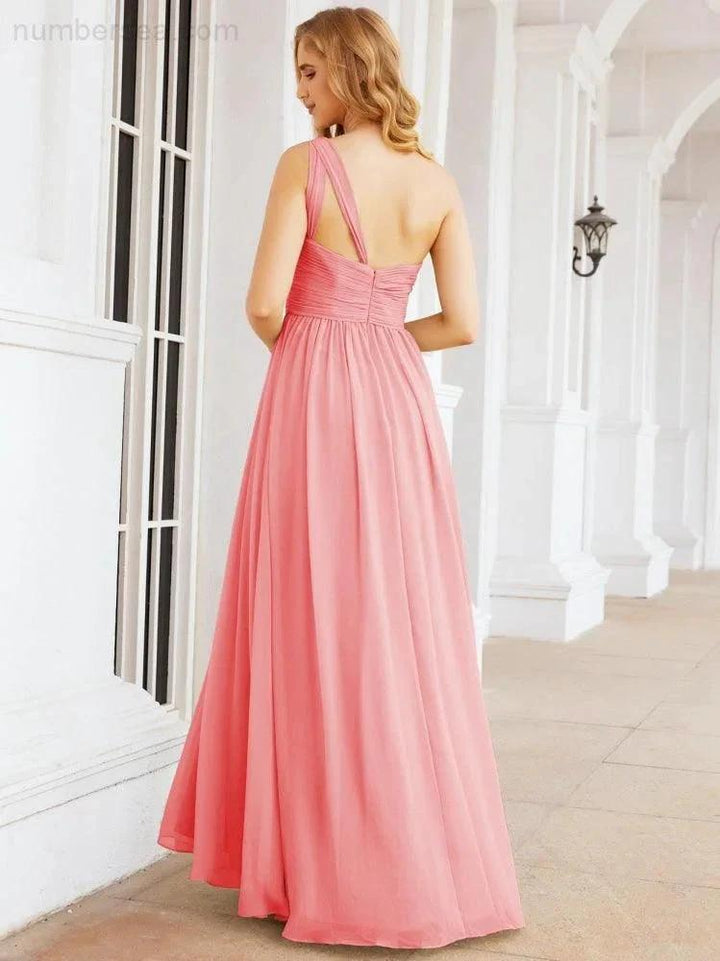 Numbersea One Shoulder Bridesmaid Dresses Long Maxi Formal Evening Party Prom Gowns 28061 by numbersea