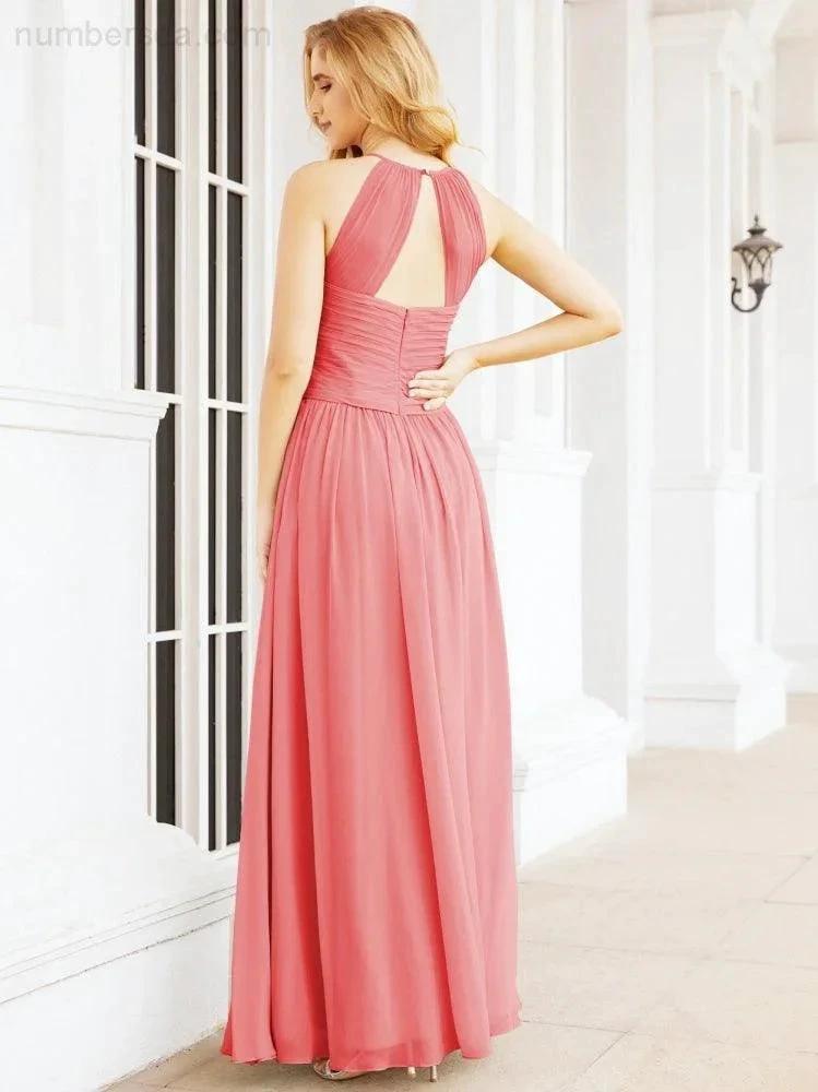 Numbersea Sleeveless Bridesmaid Dresses Long Prom Gown Zipper with Keyhole Back 28056 by numbersea