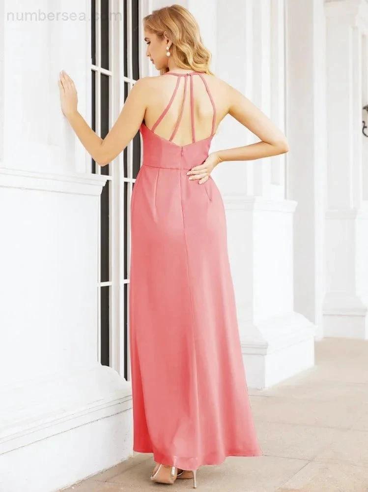 Numbersea Spaghetti Strap Bridesmaid Dresses V-Neck Long A-Line Formal Prom Gowns 28063 by numbersea