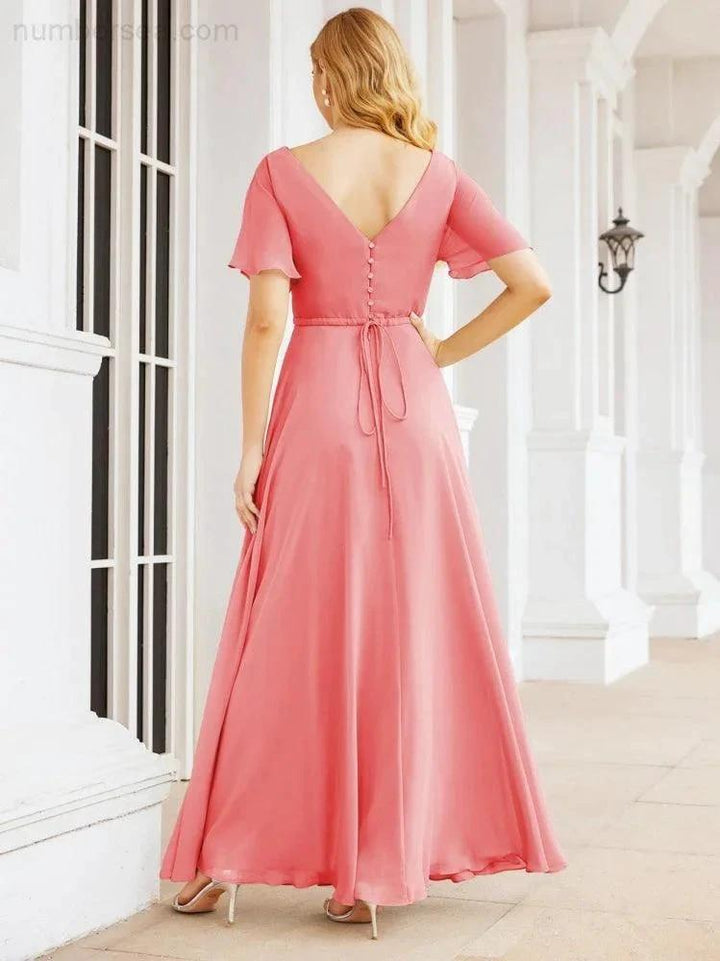 Numbersea Formal Prom Gowns for Mother of The Bride Short Sleeves Bridesmaid Dress 28049 by numbersea