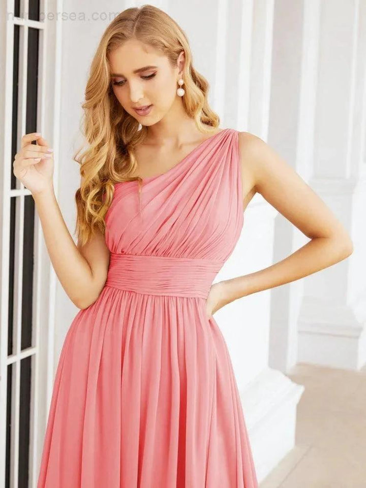 Numbersea One Shoulder Bridesmaid Dresses Long Maxi Formal Evening Party Prom Gowns 28061 by numbersea