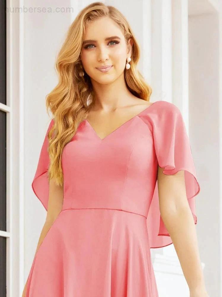 Numbersea Bridesmaid Dresses for Wedding Formal Evening Party Prom Gown with Cape 28050 by numbersea