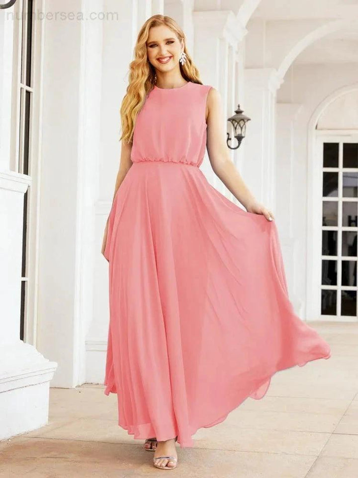 Numbersea Sleeveless Long Bridesmaid Dress A line Formal Evening Prom Gown 28025 by numbersea