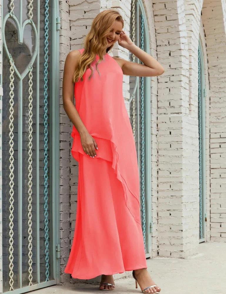 Chiffon Long Plus Size Mother of Bride Dresses Formal Bridesmaid Prom Gown SY28019 by numbersea