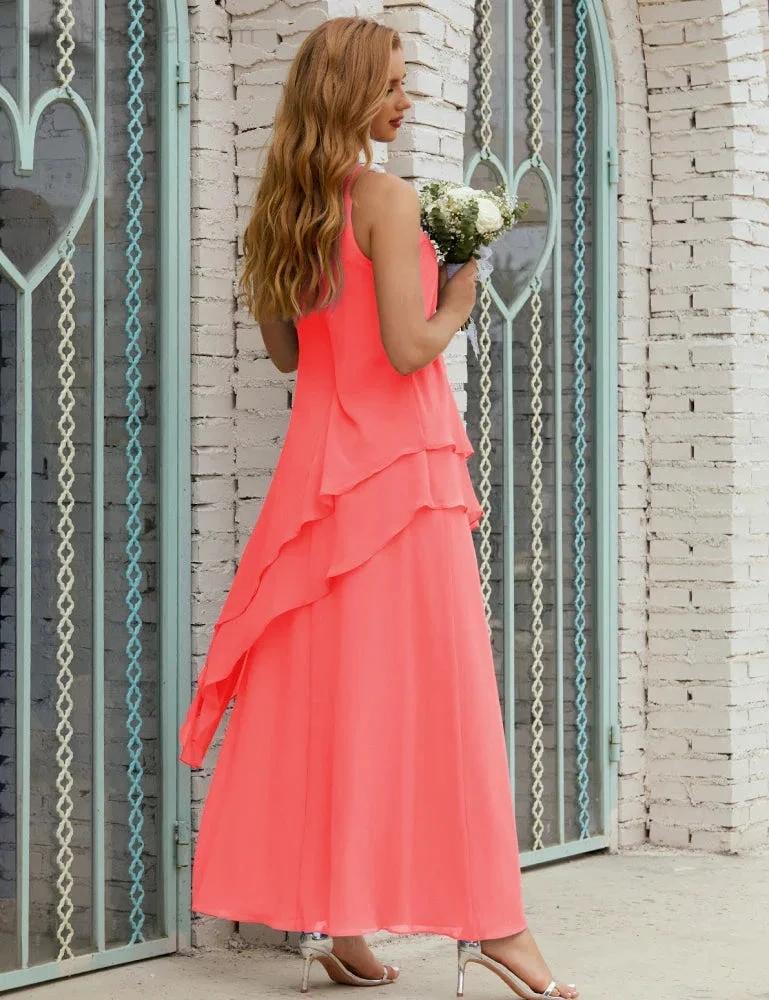 Chiffon Long Plus Size Mother of Bride Dresses Formal Bridesmaid Prom Gown SY28019 by numbersea