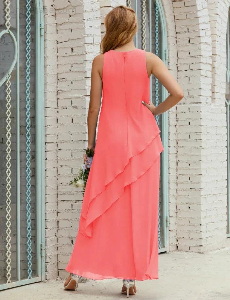 Chiffon Long Plus Size Mother of Bride Dresses Formal Bridesmaid Prom Gown SY28019 by numbersea