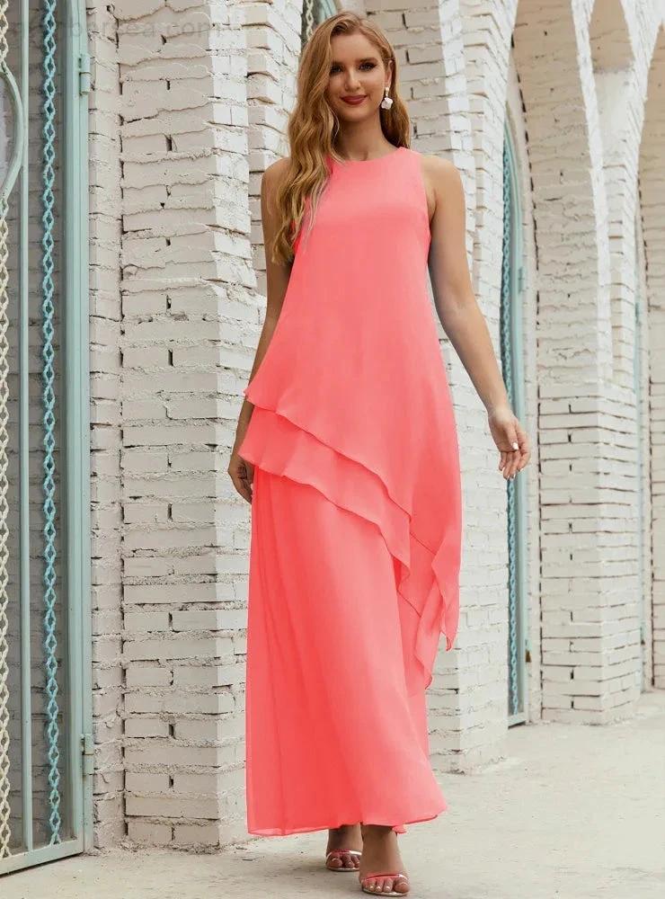 Chiffon Long Plus Size Mother of Bride Dresses Formal Bridesmaid Prom Gown SY28019 by numbersea