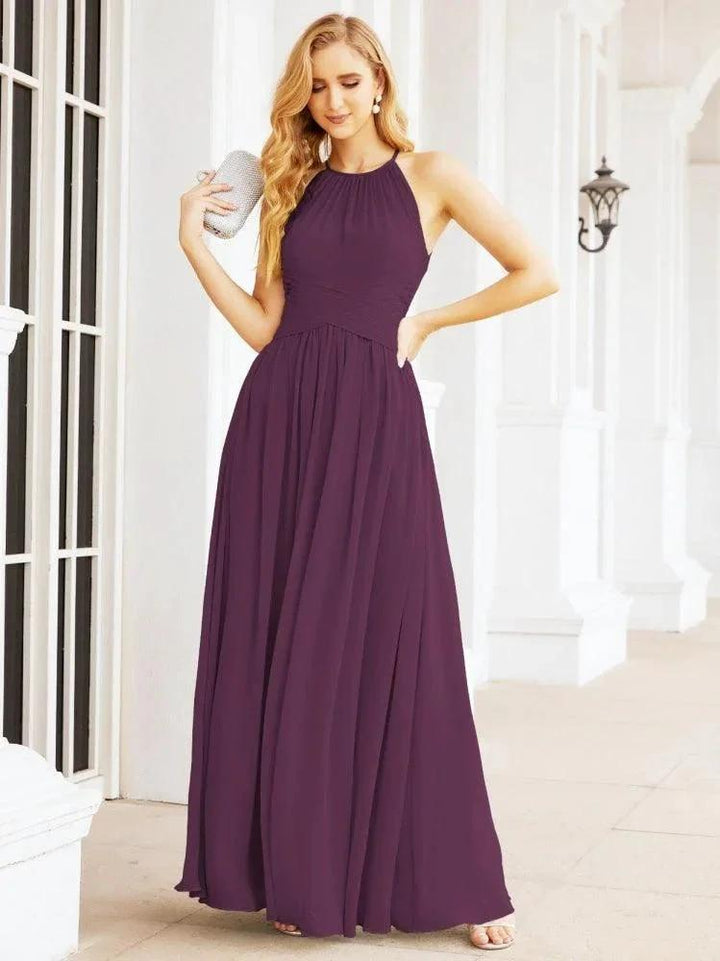 Numbersea Sleeveless Bridesmaid Dresses Long Prom Gown Zipper with Keyhole Back 28056 by numbersea