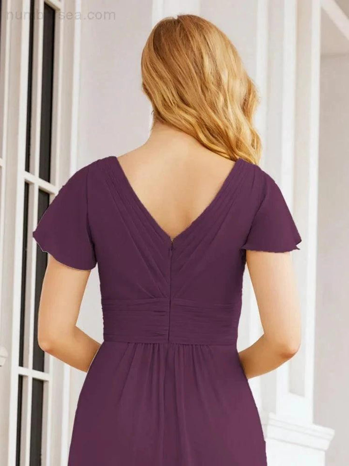 Numbersea Formal Prom Gowns for Mother of The Bride Cap Sleeves Bridesmaid Dress 28047 by numbersea