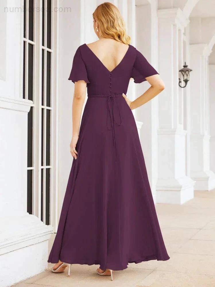Numbersea Formal Prom Gowns for Mother of The Bride Short Sleeves Bridesmaid Dress 28049 by numbersea