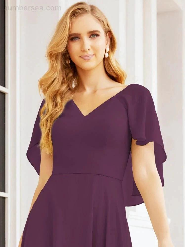 Numbersea Bridesmaid Dresses for Wedding Formal Evening Party Prom Gown with Cape 28050 by numbersea