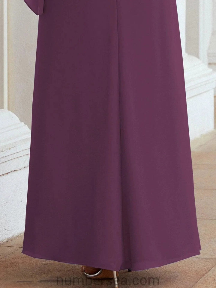 Sunnderly Formal Party Gown Dress Long Mother of The Bride Dresses with Ruffle Cape SY28026 by numbersea