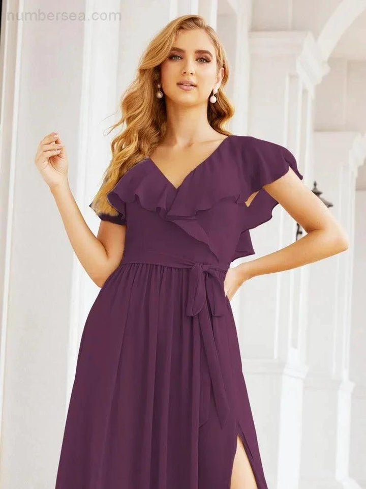 Bridesmaid Dresses with Flutter Sleeves Formal Evening Party Prom Gowns 28044 by numbersea