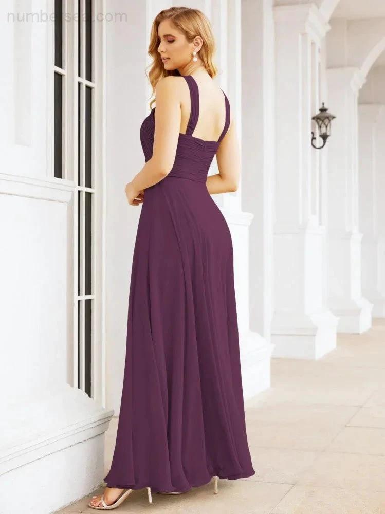 Numbersea Crisscross Halter Bridesmaid Dresses for Party Wedding Evening Prom Maxi Ball Gowns 28053 by numbersea