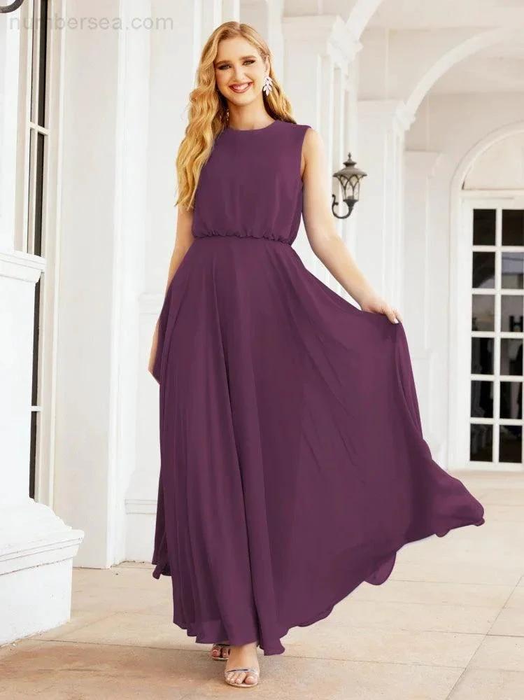 Numbersea Sleeveless Long Bridesmaid Dress A line Formal Evening Prom Gown 28025 by numbersea