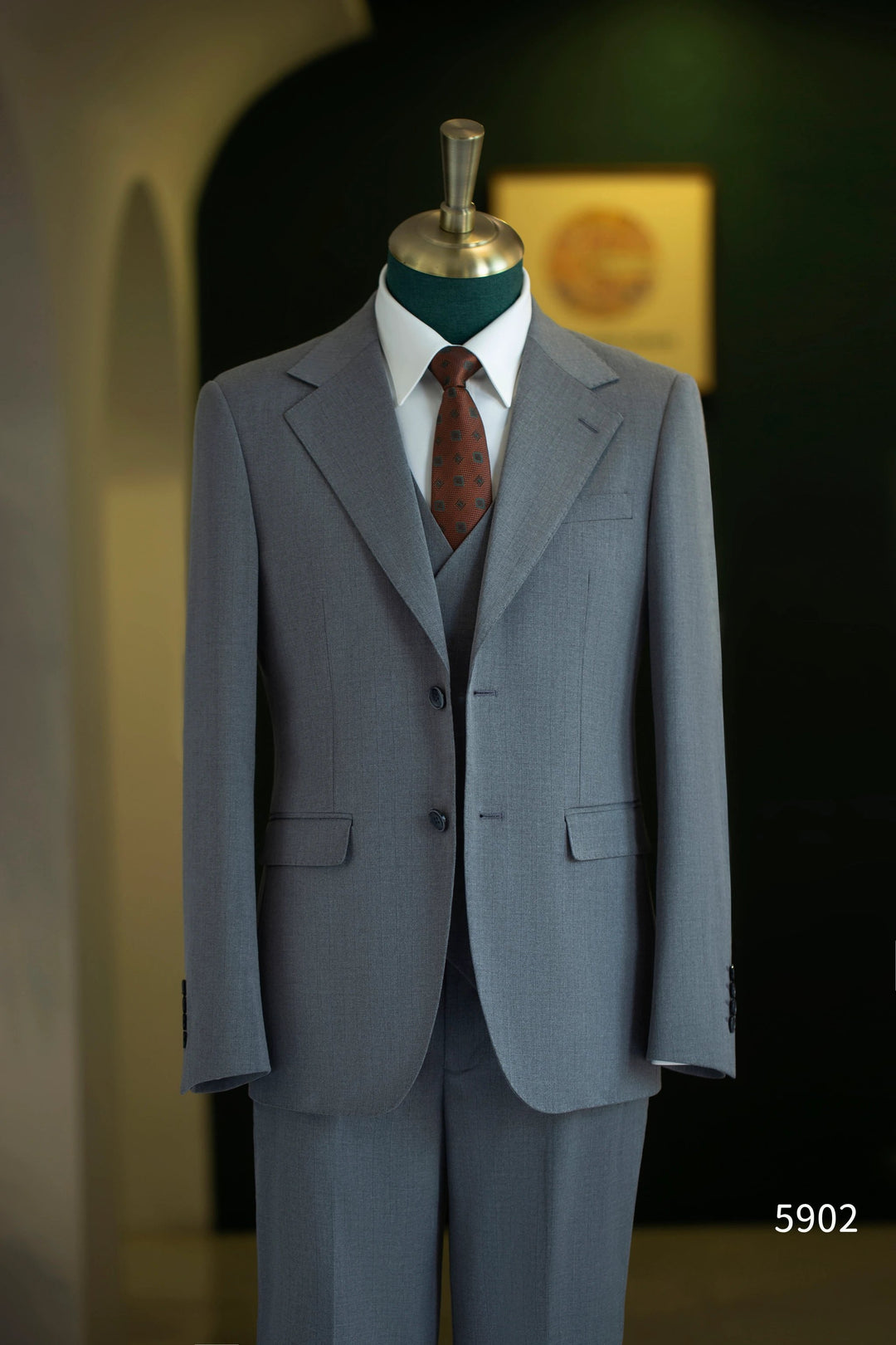 Dusty Blue Pinstripe Wool 3-Piece Wedding Suit | Tailored Groom &amp; Groomsmen Attire by 男装