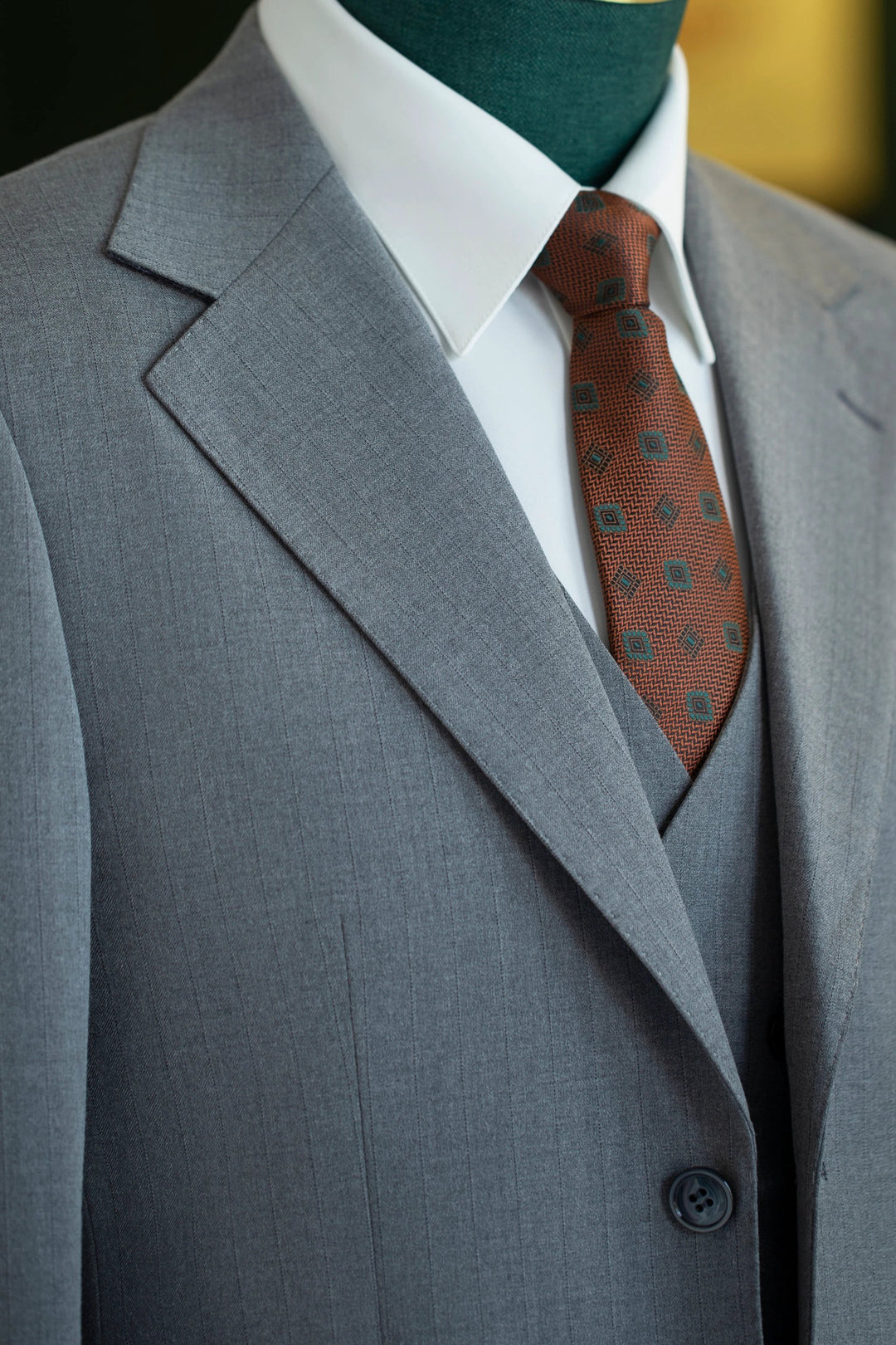 Dusty Blue Pinstripe Wool 3-Piece Wedding Suit | Tailored Groom &amp; Groomsmen Attire by 男装