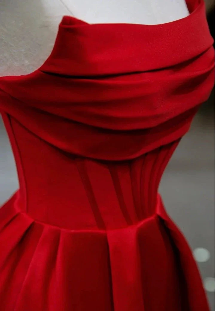 Stylish Flat Neck Satin Backless Pleated Floor Length A Line Evening Gown Prom Dress Y6331 by simplepromdress