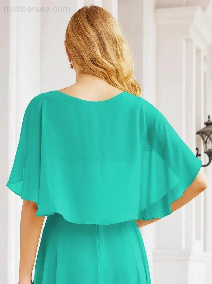 Numbersea Bridesmaid Dresses for Wedding Formal Evening Party Prom Gown with Cape 28050 by numbersea