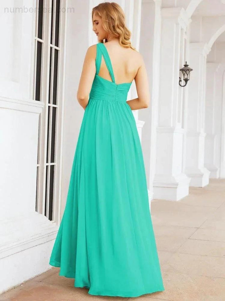 Numbersea One Shoulder Bridesmaid Dresses Long Maxi Formal Evening Party Prom Gowns 28061 by numbersea