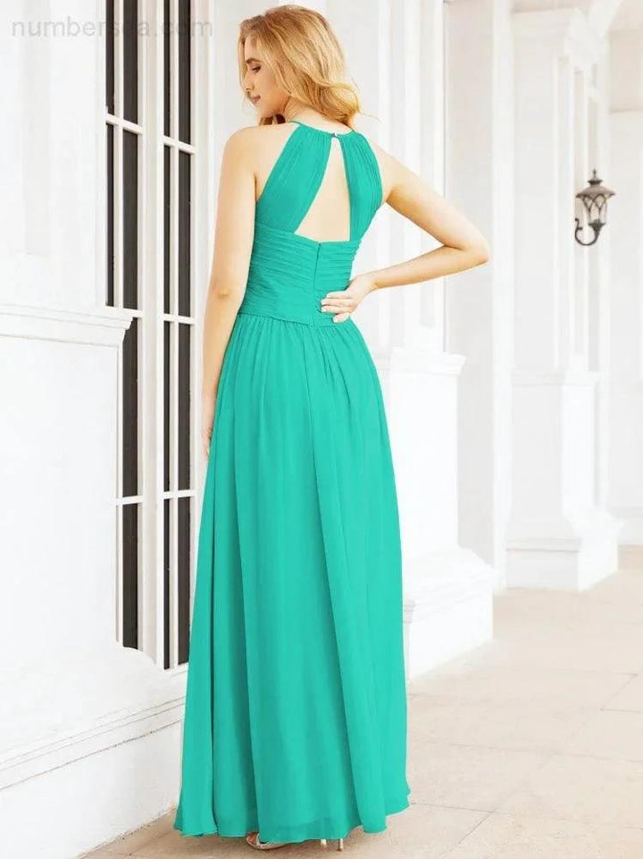 Numbersea Sleeveless Bridesmaid Dresses Long Prom Gown Zipper with Keyhole Back 28056 by numbersea