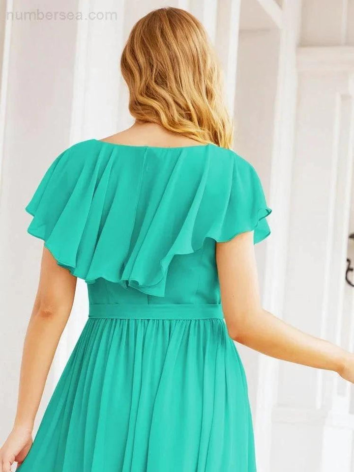 Bridesmaid Dresses with Flutter Sleeves Formal Evening Party Prom Gowns 28044 by numbersea