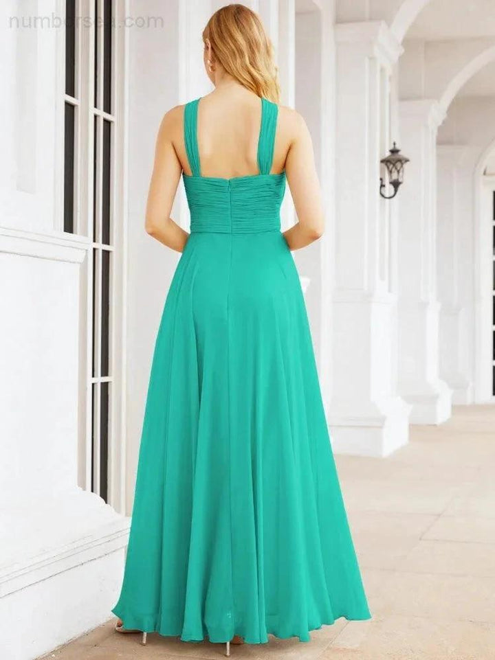 Numbersea Crisscross Halter Bridesmaid Dresses for Party Wedding Evening Prom Maxi Ball Gowns 28053 by numbersea