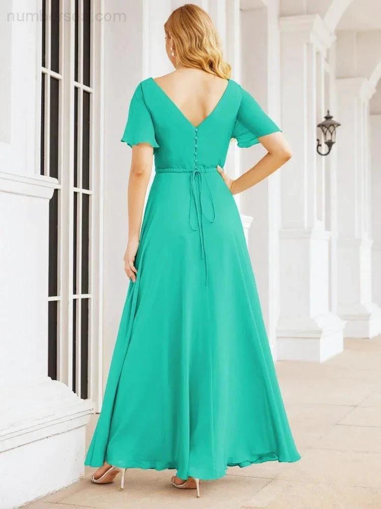 Numbersea Formal Prom Gowns for Mother of The Bride Short Sleeves Bridesmaid Dress 28049 by numbersea