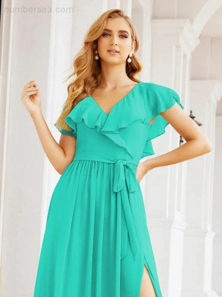 Bridesmaid Dresses with Flutter Sleeves Formal Evening Party Prom Gowns 28044 by numbersea