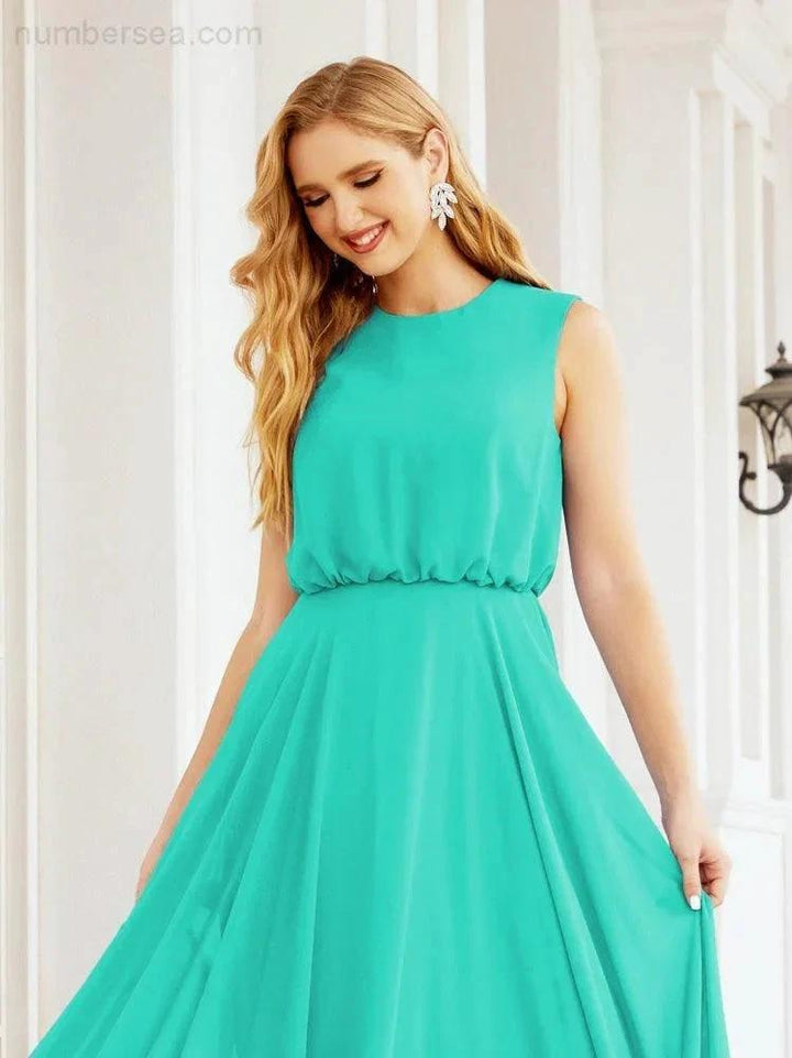 Numbersea Sleeveless Long Bridesmaid Dress A line Formal Evening Prom Gown 28025 by numbersea