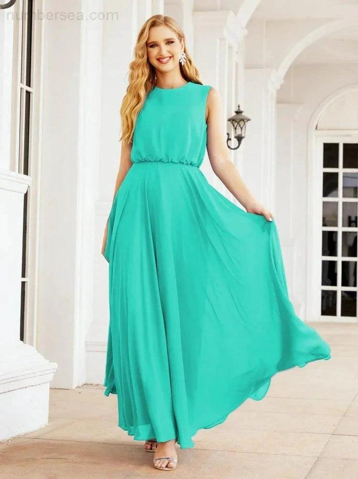 Numbersea Sleeveless Long Bridesmaid Dress A line Formal Evening Prom Gown 28025 by numbersea