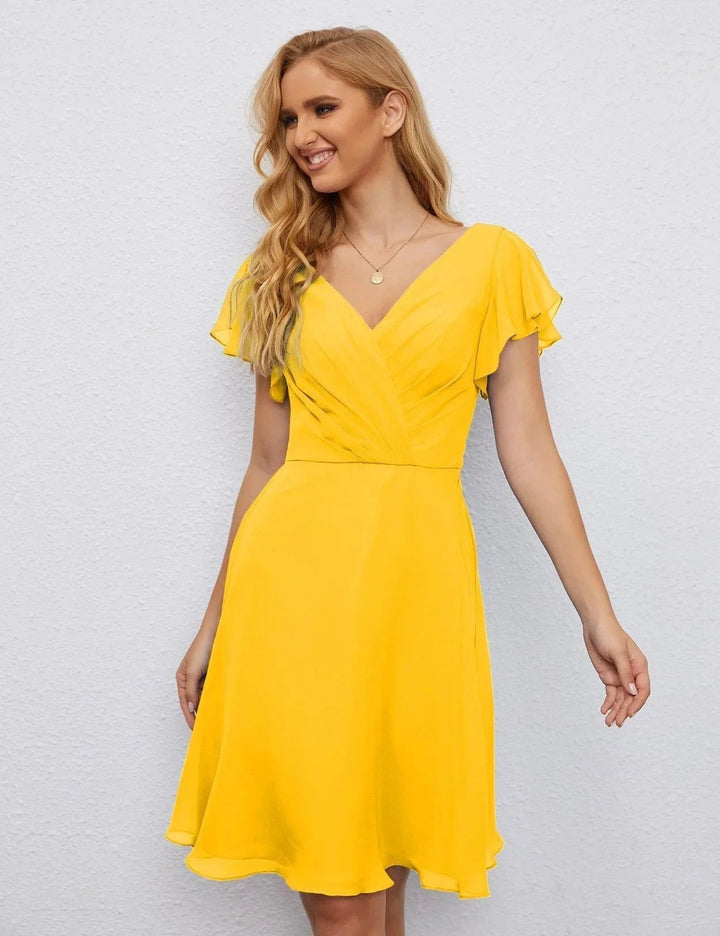 Numbersea U Back Homecoming Dress Formal Prom Dress Knee Length Short Sleeves Cocktail Party Dress 28077 by numbersea