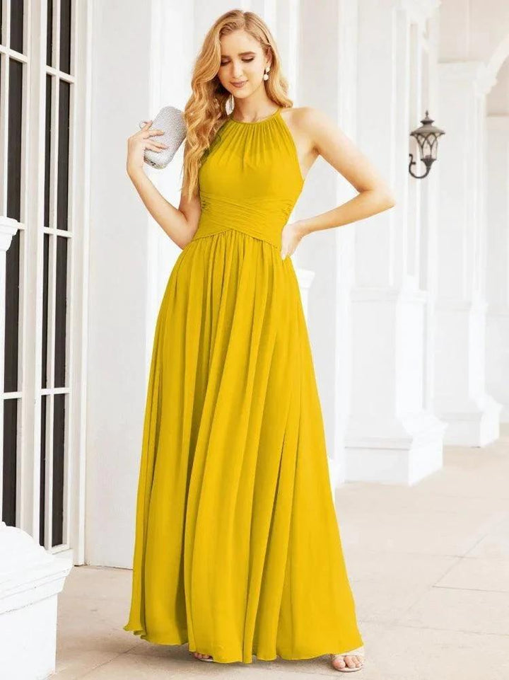 Numbersea Sleeveless Bridesmaid Dresses Long Prom Gown Zipper with Keyhole Back 28056 by numbersea
