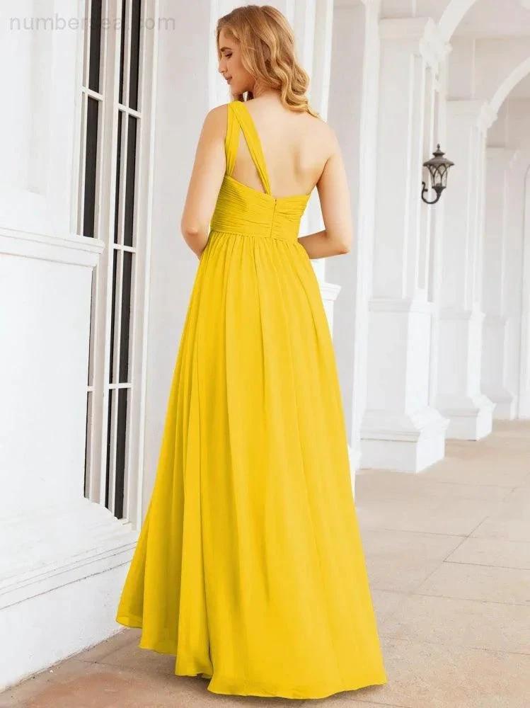 Numbersea One Shoulder Bridesmaid Dresses Long Maxi Formal Evening Party Prom Gowns 28061 by numbersea