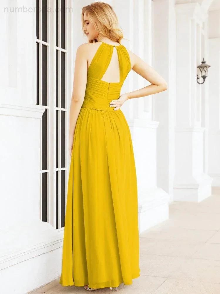 Numbersea Sleeveless Bridesmaid Dresses Long Prom Gown Zipper with Keyhole Back 28056 by numbersea