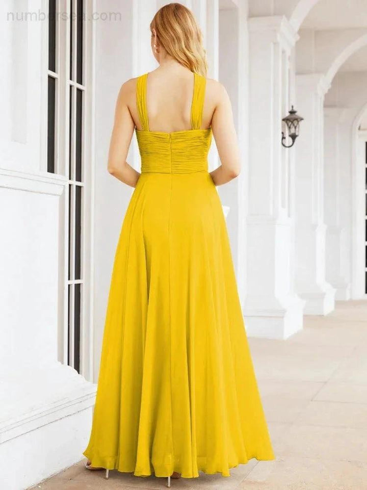 Numbersea Crisscross Halter Bridesmaid Dresses for Party Wedding Evening Prom Maxi Ball Gowns 28053 by numbersea
