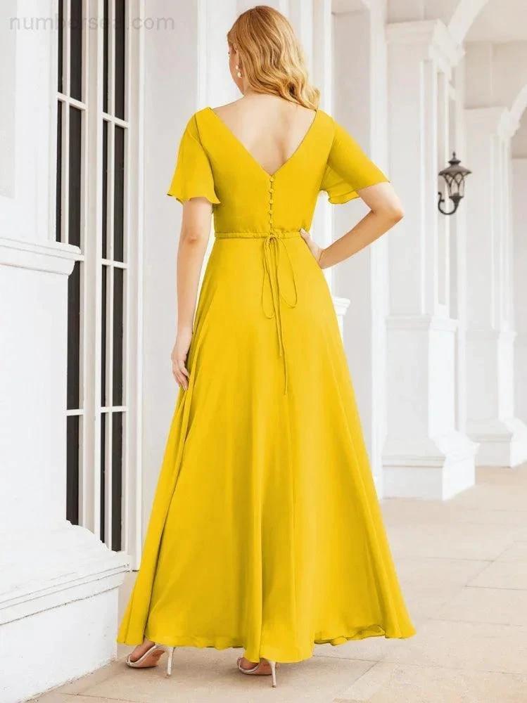 Numbersea Formal Prom Gowns for Mother of The Bride Short Sleeves Bridesmaid Dress 28049 by numbersea