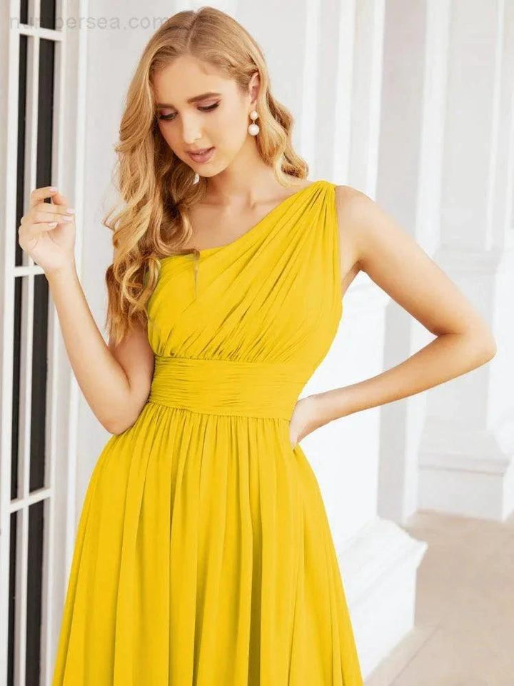 Numbersea One Shoulder Bridesmaid Dresses Long Maxi Formal Evening Party Prom Gowns 28061 by numbersea