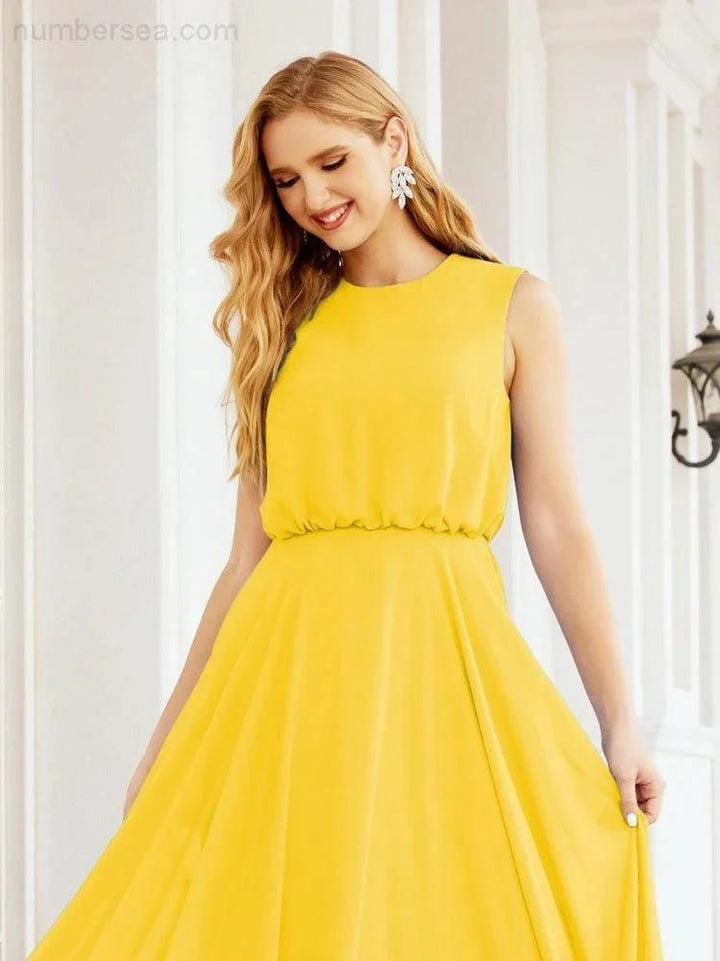 Numbersea Sleeveless Long Bridesmaid Dress A line Formal Evening Prom Gown 28025 by numbersea
