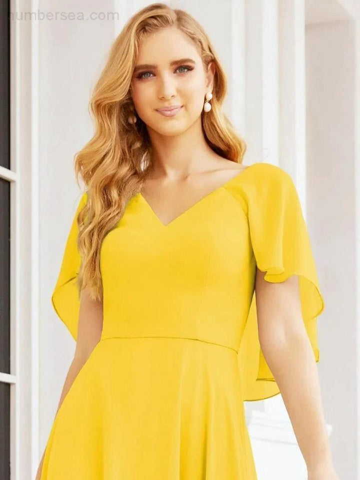 Numbersea Bridesmaid Dresses for Wedding Formal Evening Party Prom Gown with Cape 28050 by numbersea