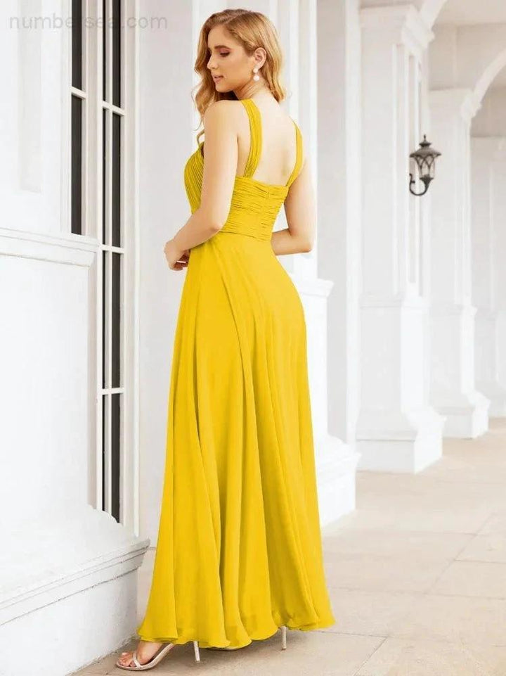 Numbersea Crisscross Halter Bridesmaid Dresses for Party Wedding Evening Prom Maxi Ball Gowns 28053 by numbersea