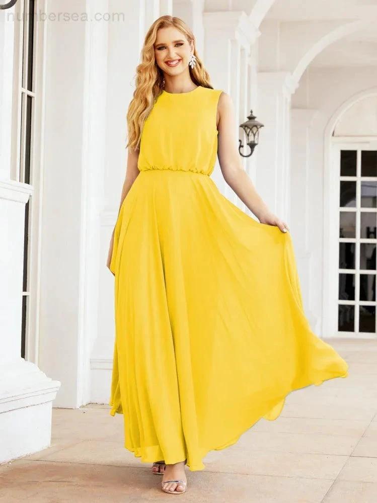 Numbersea Sleeveless Long Bridesmaid Dress A line Formal Evening Prom Gown 28025 by numbersea