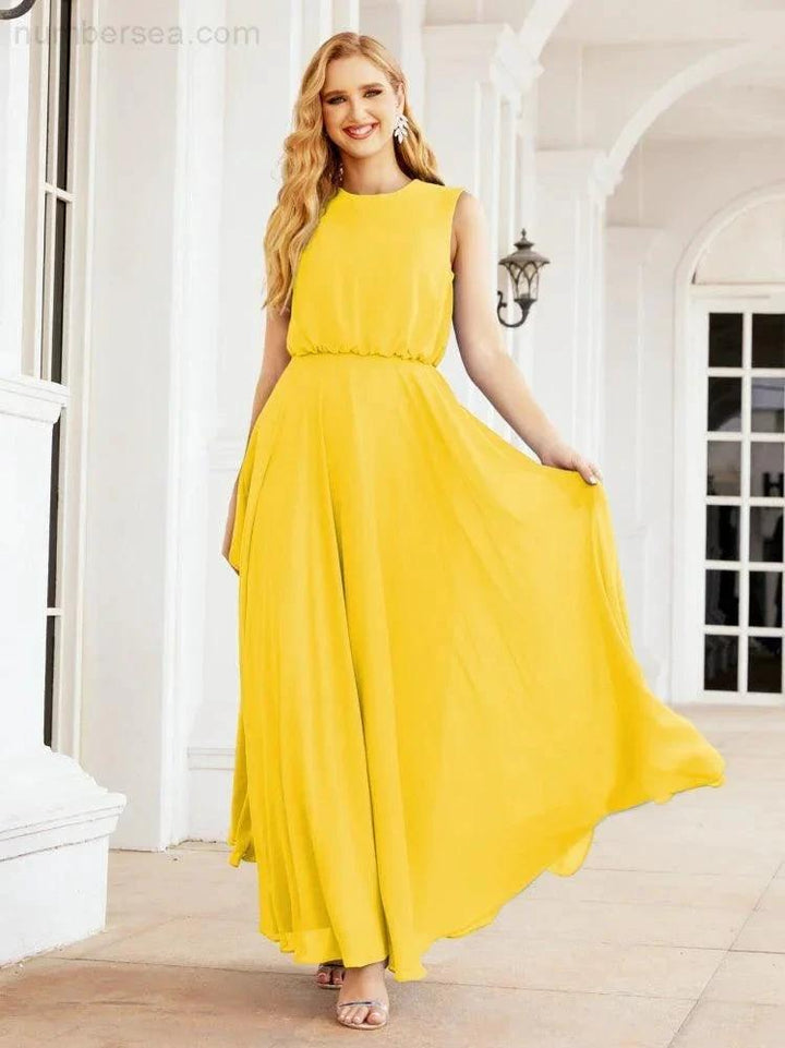 Numbersea Sleeveless Long Bridesmaid Dress A line Formal Evening Prom Gown 28025 by numbersea