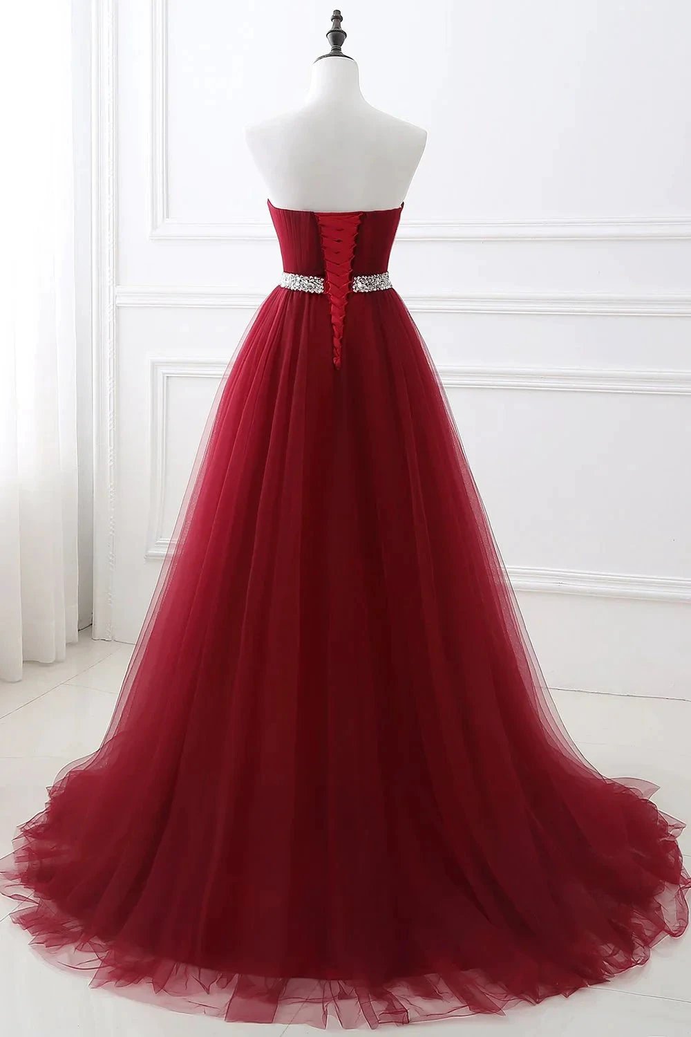 Ravishing Ruby Sweetheart Gown for an Elegant Evening by BIZTUNNEL