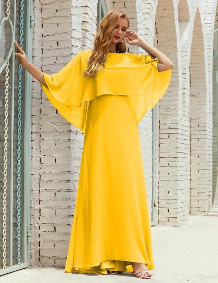 Sunnderly Bridesmaid Dress Women Long Sleeve V-Neck Chiffon Formal Wedding Party Dress SY28018 by numbersea