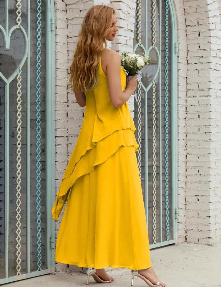 Chiffon Long Plus Size Mother of Bride Dresses Formal Bridesmaid Prom Gown SY28019 by numbersea