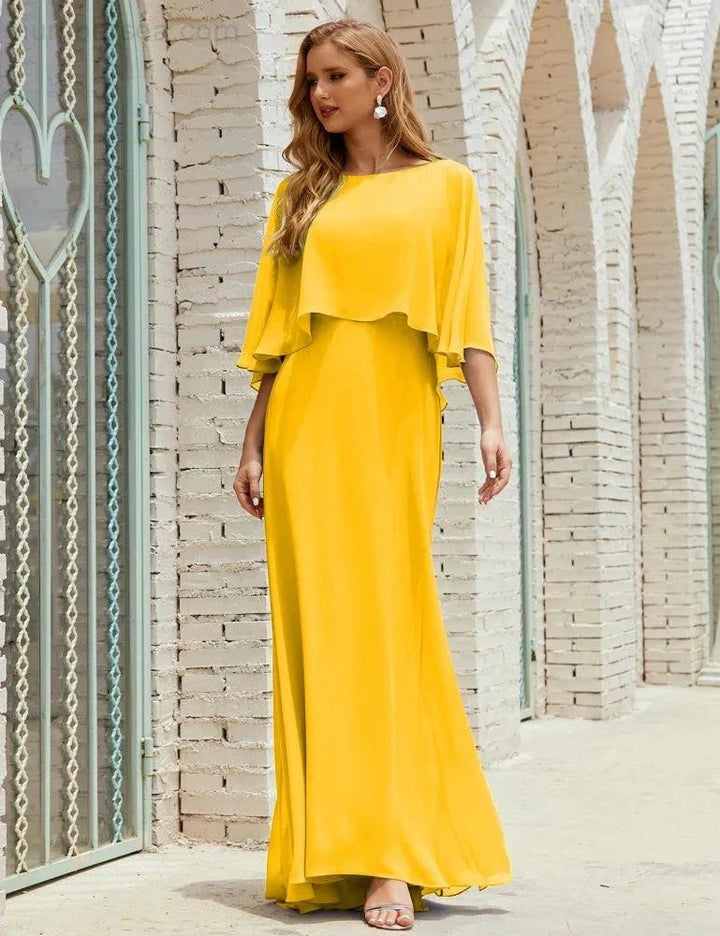 Sunnderly Bridesmaid Dress Women Long Sleeve V-Neck Chiffon Formal Wedding Party Dress SY28018 by numbersea