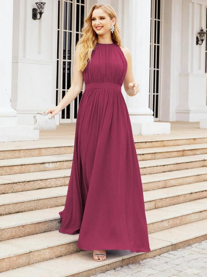 Numbersea Halter Bridesmaid Dress Empire Waist Formal Evening Prom Gown for Mother of The Bride 28030 by numbersea