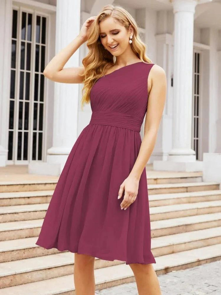 Numbersea Homecoming Dress One Shoulder Pleated Short Formal Prom Gowns 28046 by numbersea