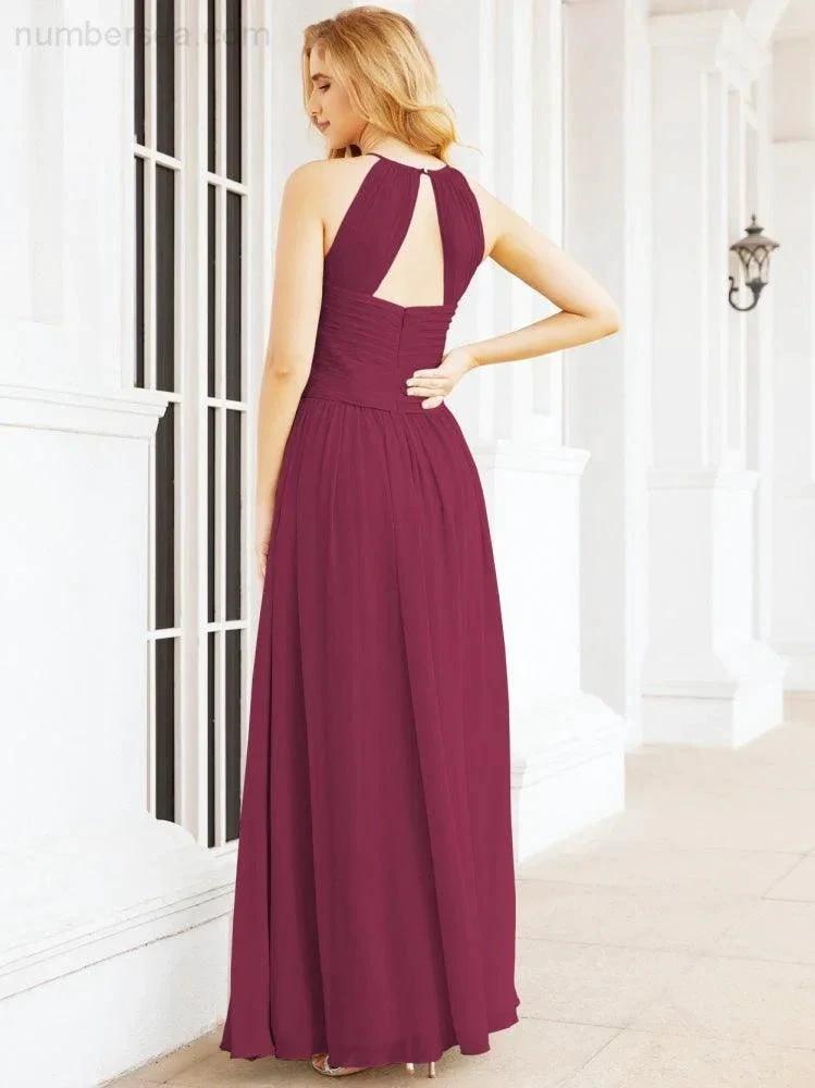 Numbersea Sleeveless Bridesmaid Dresses Long Prom Gown Zipper with Keyhole Back 28056 by numbersea